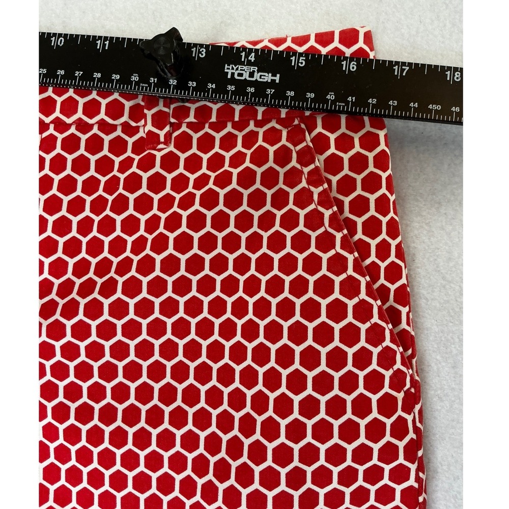 Tommy Hilfiger Womens Red White Honeycomb Geometric Chino Shorts Size 6 - Picture 6 of 10